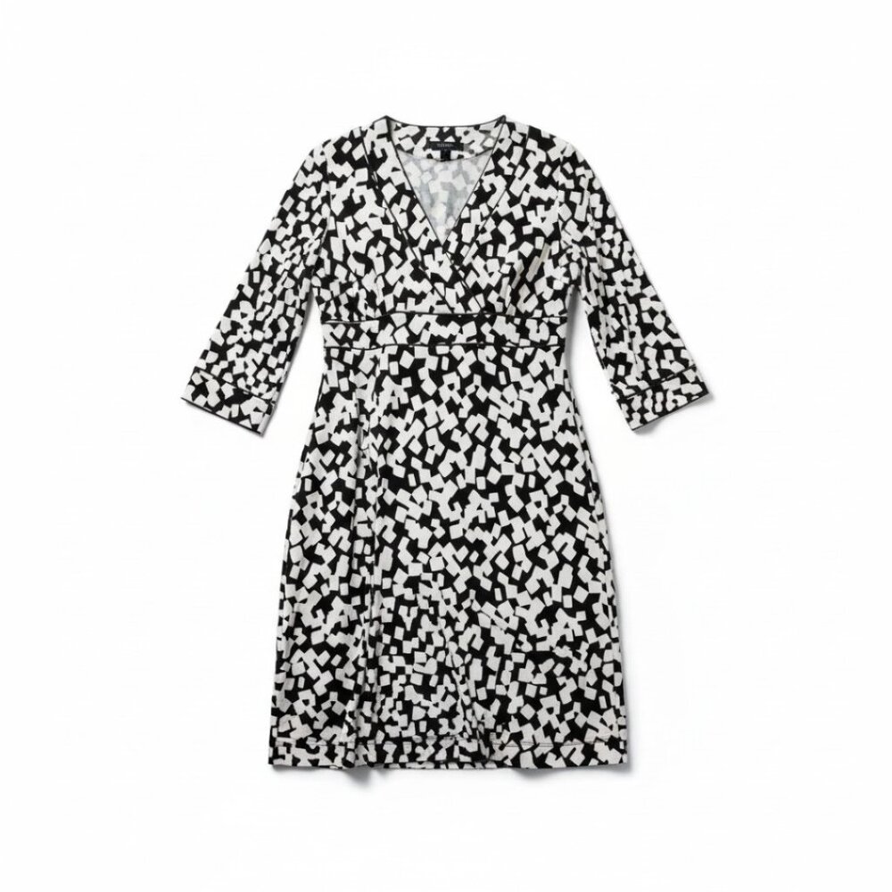 Sinequanone Dress in Ivory Pattern on Black, Size 8
